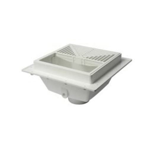 Tomahawk SquareMax™ 861-2PD2 Floor Sink With Open-Half Strainer, 2 in Drain Opening, 7-7/16 in H, Squared Shape, PVC, Domestic