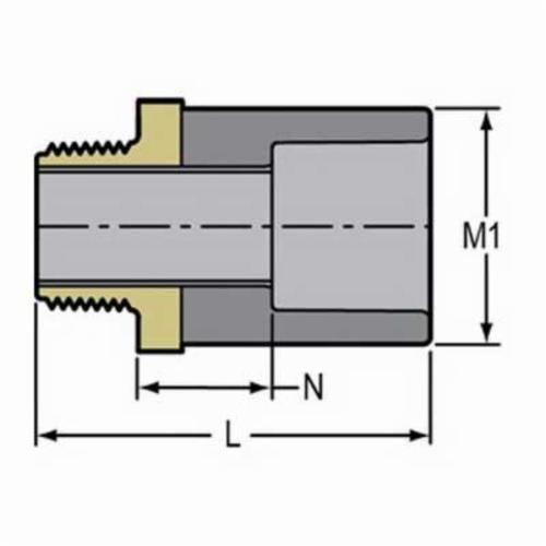 Spears® 836-007CBR Standard Male Adapter, 3/4 in, Brass MNPT x Socket, SCH 80/XH, CPVC, Domestic