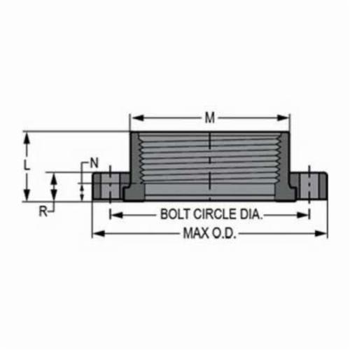 Spears® 855-030 2-Piece Van Stone Molded Flange With Glass Filled PVC Ring, 3 in, PVC, Thread, 150 lb, 7-1/2 in OD, Domestic