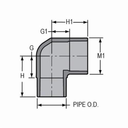 Spears® 809-025C Standard 90 deg Elbow, 2-1/2 in, Spigot x Socket, SCH 80/XH, CPVC, Domestic