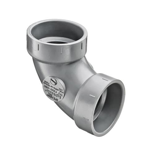 Spears® LabWaste® P300-015C P300 DWV 90 deg Bend, 1-1/2 in Nominal, Hub End Style, SCH 40/STD, CPVC, Domestic