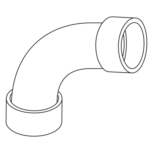 System 1738® 397023 Long FGV Elbow, 3 in, Hub x Hub Connection, 90 deg, PVC, Import