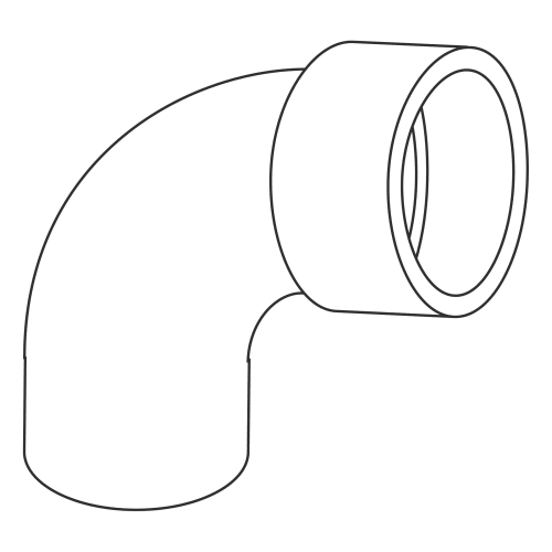 System 1738® 397233 FGV Street Elbow, 3 in, Hub x Spigot Connection, 90 deg, PVC, Import