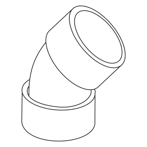 System 1738® 397242 FGV Elbow, 2 in, Hub x Hub Connection, 45 deg, PVC, Import