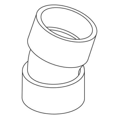 System 1738® 397252 FGV Elbow, 2 in, Hub x Hub Connection, 22.5 deg, PVC, Import