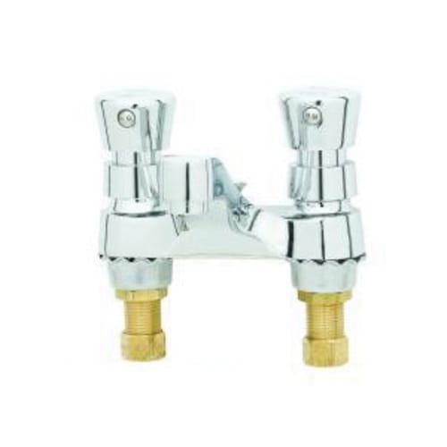 T & S B-0831 Self-Closing Centerset Lavatory Faucet, 2.2 gpm, 1-7/16 in H Spout, 4 in Center, 2 Handles, Chrome Plated