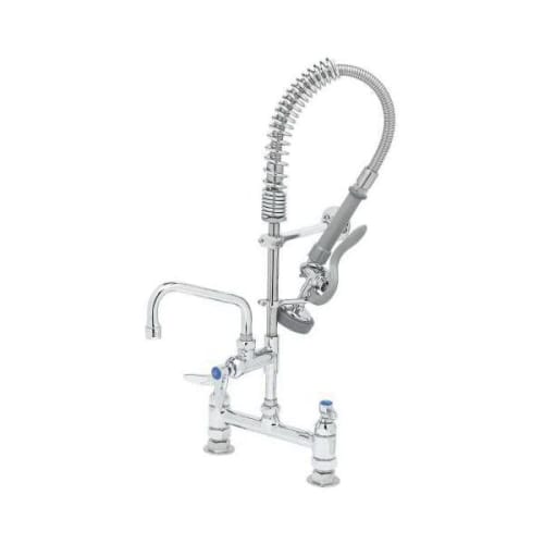 T & S MPZ-8DLN-06 Mini Pre-Rinse Unit With Heat Resistant Gray Handle, 1.15 gpm Flow Rate, 8 in Center, Polished Chrome