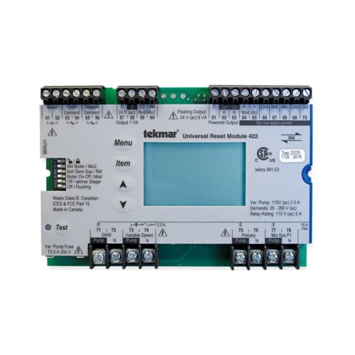 Tekmar® 422 Universal Reset Module, NTC Thermistor Sensor, LCD Pushbutton User Interface, Import