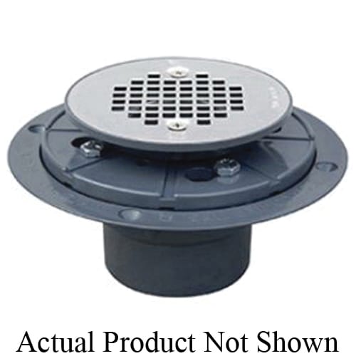 Sioux Chief 821-2A Shower Pan Drain With Plastic Rim, 2 in, Hub, 4-3/8 in Grid, ABS Drain