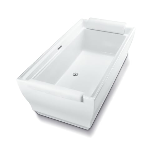 Toto® ABY626N#01DPN Aimes® Modern Bathtub, Soaking, Rectangle Shape, 71-7/16 in L x 36-3/16 in W, Center Drain, Cotton White, Domestic