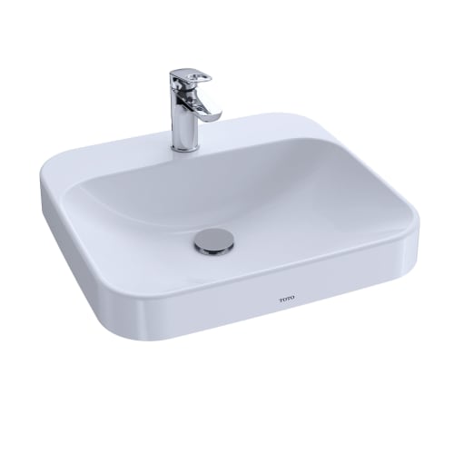 Toto® LT415G#01 Arvina™ Vessel Lavatory With Front Overflow, Rectangular, 19-11/16 in W x 18-1/8 in D, Vitreous China, Cotton