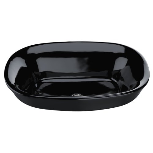 Toto® LT480#51 Modern Vessel Lavatory With Rear Overflow, Maris™, Oval Shape, 19-1/2 in W x 15-5/32 in D x 6-7/8 in H, Vessel Mount, Vitreous China, Ebony, Domestic