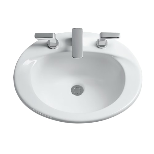 Toto® LT511.8G#11 Supreme® Self-Rimming Lavatory With Consealed Front Overflow, Oval, 8 in Faucet Hole Spacing, 20 in W x 17 in D, Drop-In Mount, Vitreous China, Colonial White