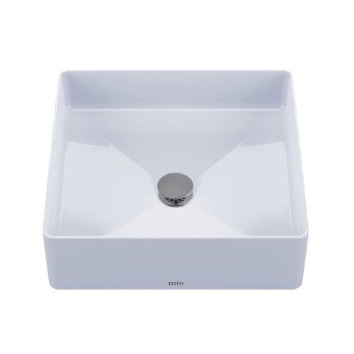 Toto® LT574#01 Arvina™ Vessel Lavatory Without Overflow, Square, 16-9/16 in W x 16-9/16 in D, Fireclay, Cotton