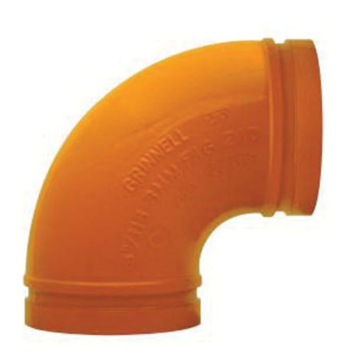 Grinnell Fire 21020S No 210 Pipe 90 deg Elbow, 2 in, Grooved, Ductile Iron, Non-Lead Paint