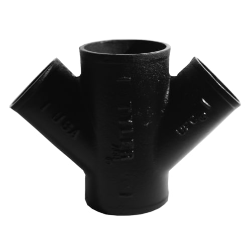 Tyler Pipe 008569 Pipe Double Wye-Branch, Fitting/Connector: Reducing Wye, 4 x 4 x 2 in Nominal, No-Hub End Style, Cast Iron