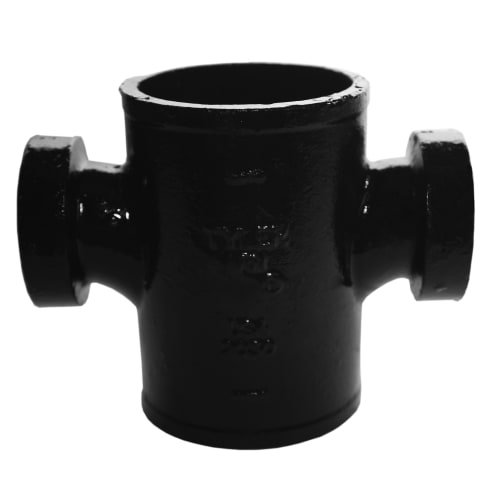 Tyler Pipe 009337 Tapped Sanitary Cross, 3 x 3 x 1-1/2 x 1-1/2 in Nominal, No-Hub End Style, Cast Iron