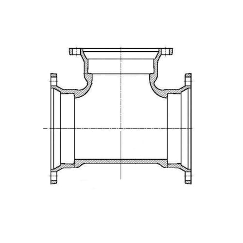 TYLER UNION® 101291 Compact Tee, 6 in, Mechanical Joint, Ductile Iron, Cement Lined, Domestic