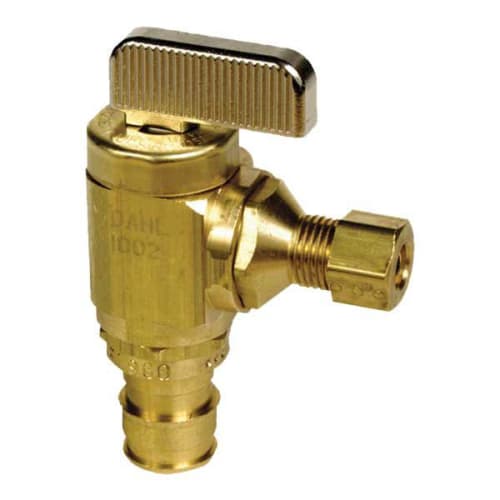 Uponor ProPEX® LF4785025 Ice Maker Valve, 1/2 x 1/4 in, PEX x OD (Angle), 250 psi, Brass Body