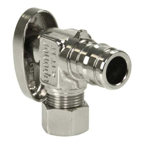 Uponor LF4855038 Full Port Angle Stop Valve, 1/2 x 3/8 in, ProPEX®, 145 psi, Brass Body, Domestic