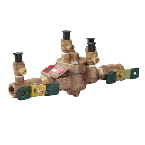 WATTS® 0062094 009 Inline Reduced Pressure Zone Assembly, 1/2 in Nominal, NPT End Style, Quarter-Turn Ball Valve, Bronze Body, Reduced Pressure Zone, 7.5 fps Flow Rate, Domestic
