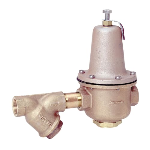 WATTS® 0298546 LF223 High Capacity Pressure Reducing Valve, 1 in Nominal, FNPT Inlet with Strainer x FNPT Outlet End Style, 25 to 75 psi Pressure, Brass Body, Domestic
