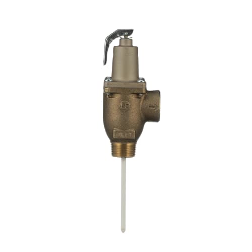 WATTS® 0556008 LF40XL Automatic Reseating Temperature and Pressure Relief Valve, 1 in, MNPT x FNPT, 150 psi, Brass Body