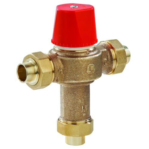 WATTS® 0559100 LF1170 Temperature Control Valve, 1/2 in, Union Solder, 150 psi, 0.5 gpm, Copper Silicon Alloy Body