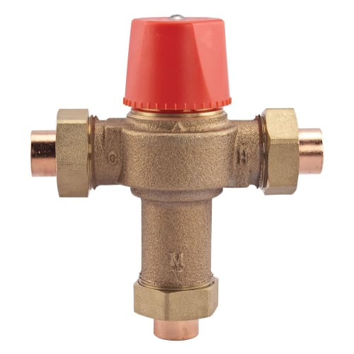 WATTS® 0559103 LF1170 Temperature Control Valve, 3/4 in, Union Solder, 150 psi, 0.5 gpm, Copper Silicon Alloy Body