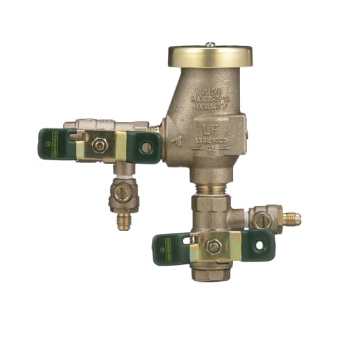 WATTS® 0792010 800M4QT Anti-Siphon Pressure Vacuum Breaker, 1/2 in Nominal, Female Threaded NPT End Style, Quarter-Turn Ball Valve, Cast Copper Silicon Alloy Body, Vacuum Breaker, 7.5 fps Flow Rate, Domestic