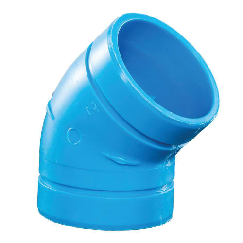 Orion® Blueline™ 710300 FRPP NH, NH-BL-4-45E 1/8 Bend Elbow, 4 in Nominal, No-Hub End Style, SCH 40/STD, Polypropylene