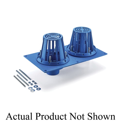 Zurn® RD2130-NH3-CI Combination Roof Drain and Overflow, 3 in Outlet, No-Hub Connection, 5-1/2 in H Cast Iron Grid, Cast Iron Drain