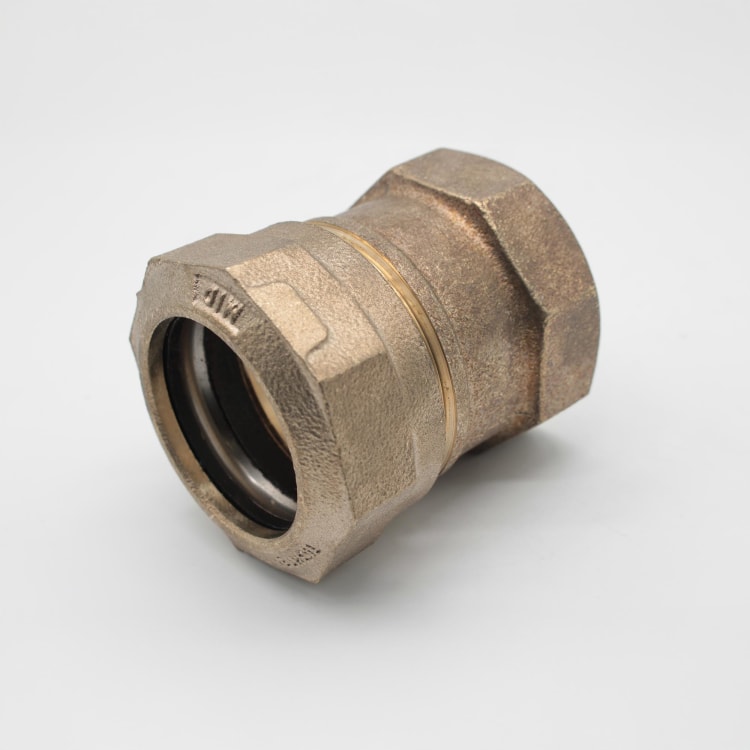 Hersey® H-15451N 2 Straight Coupling, 2 in Nominal, 110 CTS x FNPT End Style, Brass