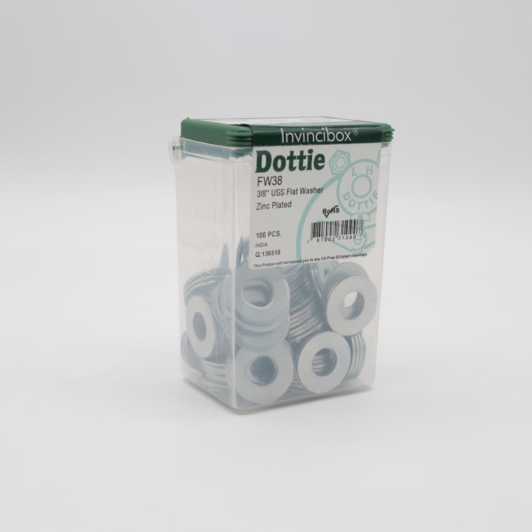 Dottie® FW38 Flat Washer, 3/8 in Nominal, 7/16 in ID x 1 in OD, 1/16 in THK, Steel