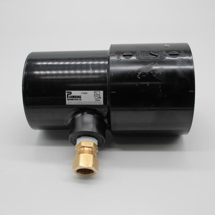 3" ABS TRAP PRIMER WITH 1/2" NPT X 5/8" OD COMP BAP ADAPTER
