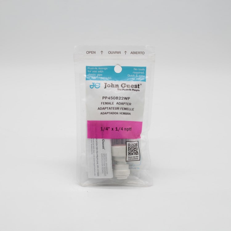 JOHN GUEST PP450822WP POLYPROPYLENE FEMALE ADAPTER 1/4 X 1/4 NPTF