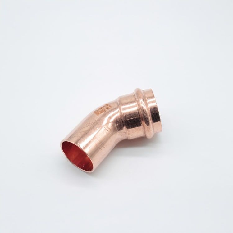 Streamline® PRS™ PF 03350 45 deg Small Street Elbow, 1-1/4 in Nominal, Fitting x Press End Style, Wrought Copper