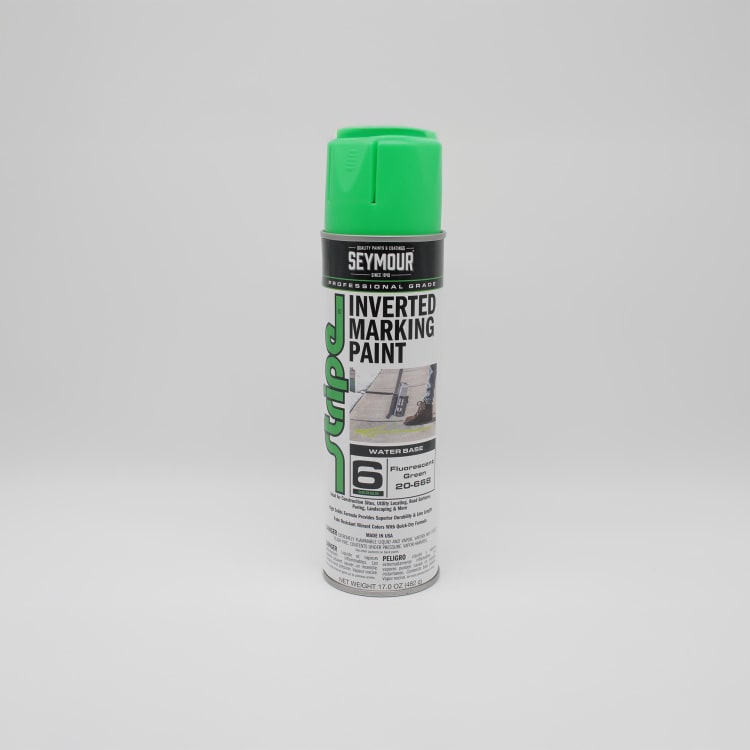 SEYMOUR® STRIPE® 20-668 Water Base Inverted Tip Marker, 20 oz Container, Aerosal Spray Form, Fluorescent Green, 15 min Curing