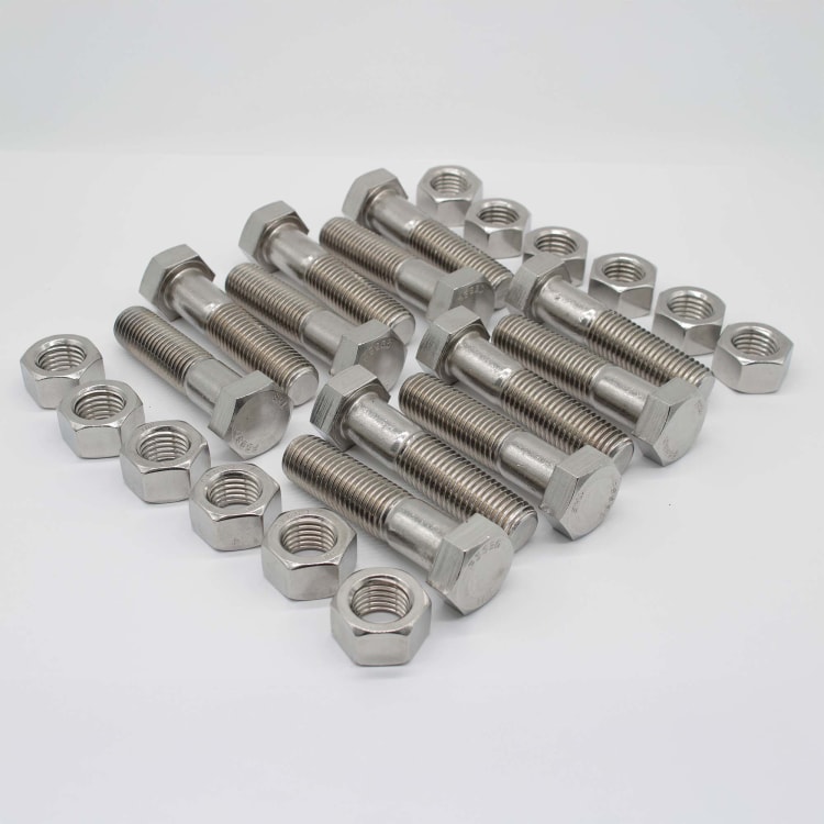 10" & 12" 304SS FLG BOLT & NUT SET -- CONSISTING OF 12 EA 7/8"X3-3/4" SS BOLT W/HEX NUT LESS GASKET