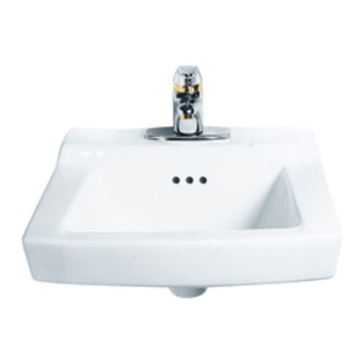 American Standard 0124.024.020 Comrade™ Bathroom Sink, Rectangular, 4 in Faucet Hole Spacing, 20 in W x 18-1/4 in D x 8 in H, Wall Mount, Vitreous China, White, Domestic