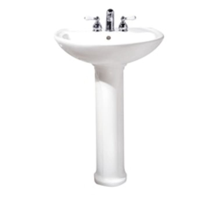 American Standard 0236.111.020 Cadet® Bathroom Sink With Rear Overflow, Oval, 24-1/2 in W x 20 in D x 35 in H, Pedestal Mount, Vitreous China, White, Import