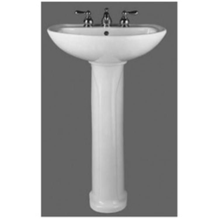 American Standard 0236.811.020 Cadet® Bathroom Sink With Rear Overflow, Oval, 8 in Faucet Hole Spacing, 24-1/2 in W x 20 in D x 35 in H, Pedestal Mount, Vitreous China, White, Domestic