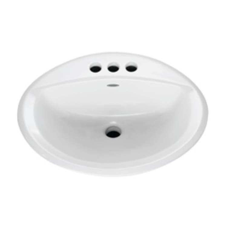 American Standard 0476.928.020 Aqualyn® Self-Rimming Bathroom Sink With Front Overflow, Oval, 4 in Faucet Hole Spacing, 20-3/8 in W x 17-3/8 in D x 7 in H, Countertop/Drop-In Mount, Vitreous China, White, Import