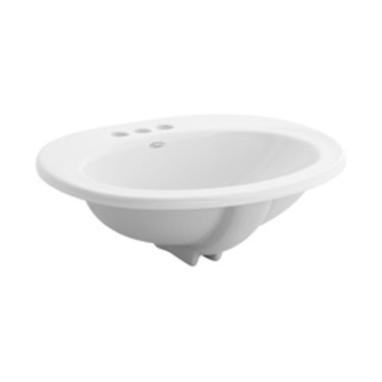 American Standard 0478.403.020 Piazza™ Self-Rimming Bathroom Sink With Front Overflow, Oval, 4 in Faucet Hole Spacing, 23-1/2 in W x 18-3/8 in D x 7-3/4 in H, Countertop Mount, Vitreous China, White, Import