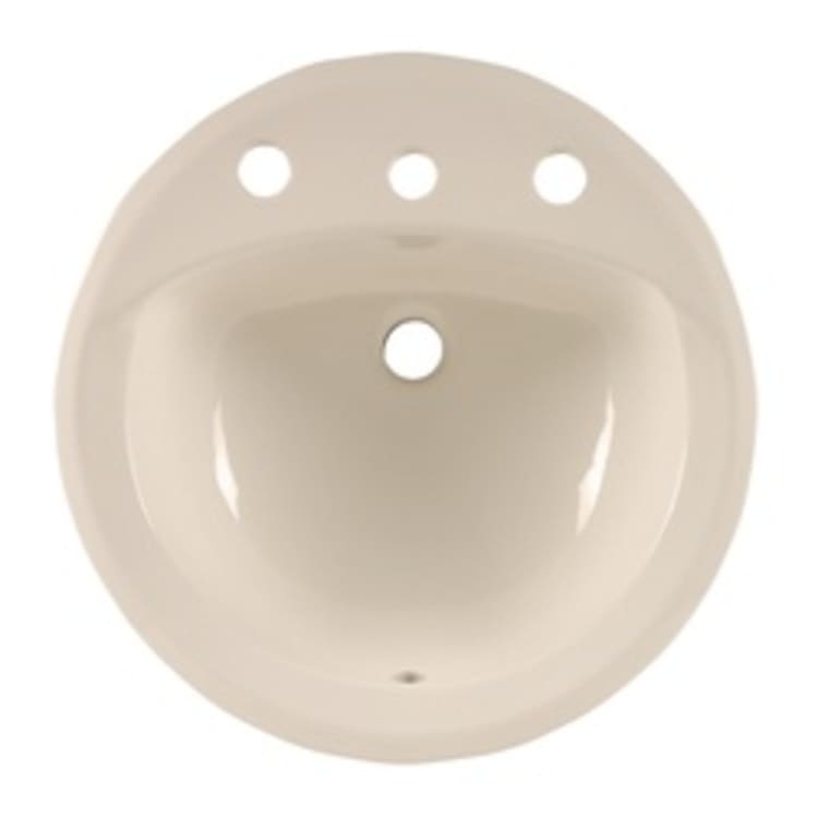 American Standard 0490.011.222 Rondalyn™ Self-Rimming Bathroom Sink With Front Overflow, Round, 8 in Faucet Hole Spacing, 19-1/8 in W x 7-3/8 in H, Countertop Mount, Vitreous China, Linen, Import