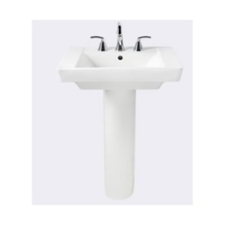 American Standard 0641.001.020 Boulevard® Bathroom Sink With Rear Overflow, Rectangular, 24 in W x 19 in D x 35-1/2 in H, Pedestal Mount, Vitreous China, White, Import