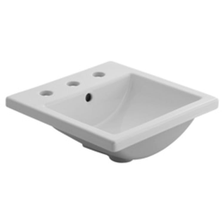 American Standard 0642.001.020 Studio™ Carre Bathroom Sink With Rear Overflow, Rectangular, 16-1/4 in W x 16-1/4 in D x 6-3/4 in H, Countertop Mount, Vitreous China, White, Import