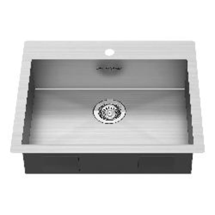 American Standard 18SB6252211.075 Edgewater® Kitchen Sink, Rectangular Shape, 1 Faucet Hole, 22 in L x 25 in W x 6 in H, Top/Under Mount, Stainless Steel, Stainless Steel, Import