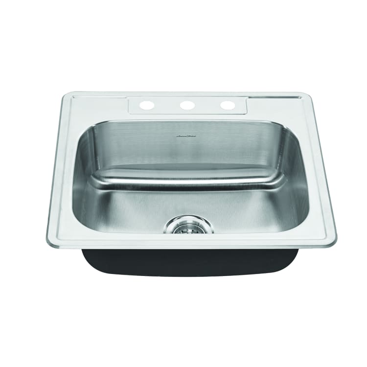 American Standard 22SB.6252283S.075 Colony® Kitchen Sink, Rectangular, 3 Faucet Holes, 22 in W x 6 in D, Top Mount, Stainless Steel, Import