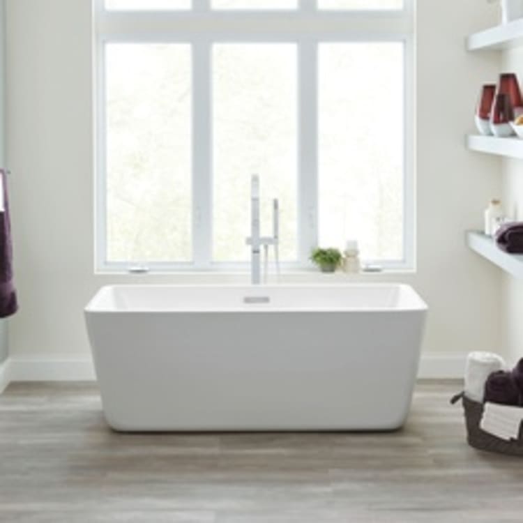 American Standard 2766034.020 Sedona Loft™ Bathtub, Soaking Hydrotherapy, 62-3/4 in L x 29-7/8 in W, Center Drain, White, Import